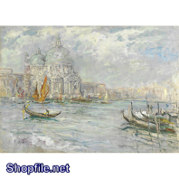 Tranh sơn dầu thuyền ra khơi